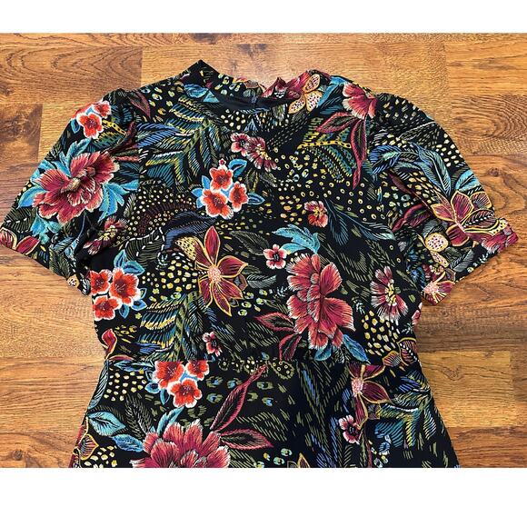 Maia Women’s Floral Print Tie Neck Midi Dress Sz 14 Elegant Boho Sophistication - Picture 3 of 8